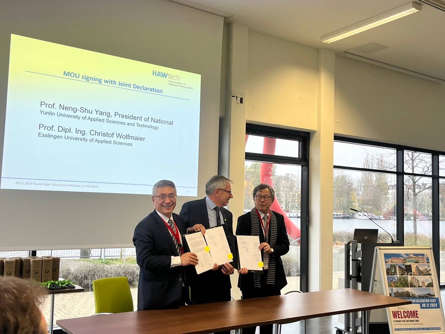 Nov. 8th, 2024 The Taiwan TAItech Alliance and the German HAWtech Alliance signed an MOU for collaboration under the TAItech-HAWtech Alliance.